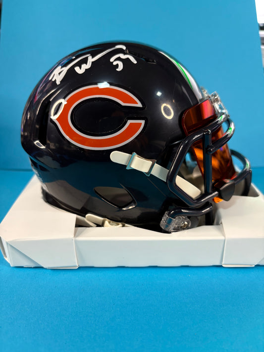 Brian Urlacher Signed Bears Speed Mini Helmet w/ Tiger Orange Visor - JSA