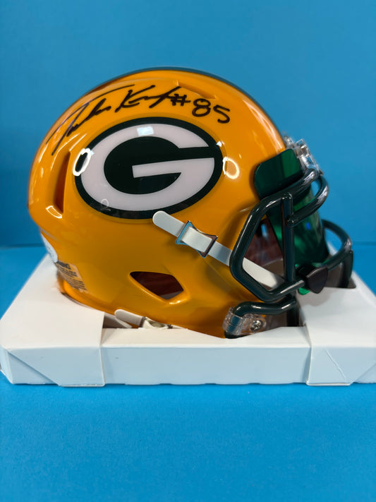 Tucker Kraft Signed Packers Speed Mini Helmet w/ Emerald Green Visor- JSA