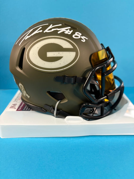 Tucker Kraft Signed Packers Salute Mini Helmet w/ Champagne Gold Visor- JSA