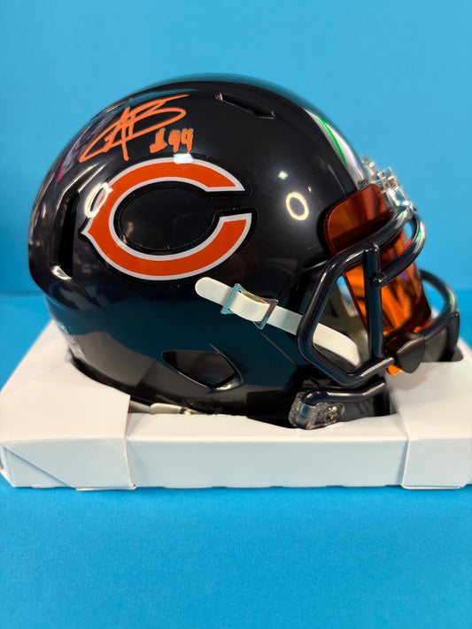 Austin Booker Signed Bears Speed Mini Helmet w/ Tiger Orange Visor - JSA