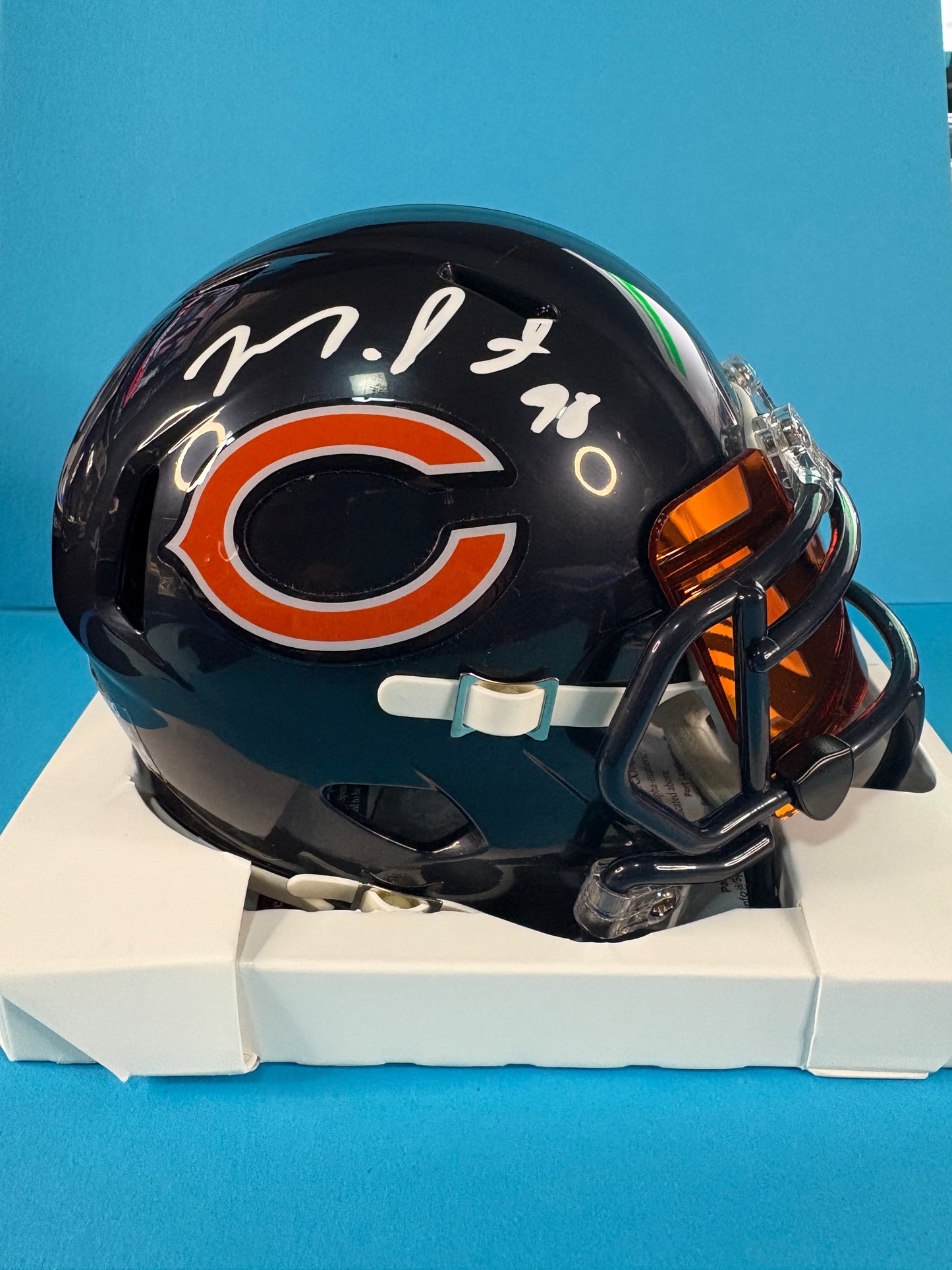 Montez Sweat Signed Bears Speed Mini Helmet w/ Tiger Orange Visor - JSA